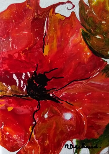 Painting titled "Imagine des fleurs…" by Michelle Dechaud, Original Artwork, Acrylic Mounted on Wood Stretcher frame