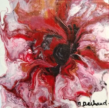 Painting titled "Fleur N°9" by Michelle Dechaud, Original Artwork, Acrylic Mounted on Wood Stretcher frame