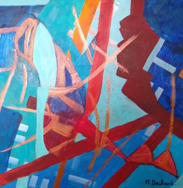 Painting titled "Ete indien" by Michelle Dechaud, Original Artwork, Acrylic Mounted on Wood Stretcher frame