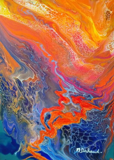 Painting titled "Vulcano." by Michelle Dechaud, Original Artwork, Acrylic Mounted on Wood Stretcher frame