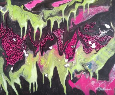 Painting titled "Stalactites" by Michelle Dechaud, Original Artwork, Acrylic Mounted on Wood Stretcher frame