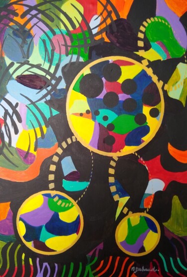 Pintura titulada "Boules de cristal" por Michelle Dechaud, Obra de arte original, Acrílico Montado en Bastidor de camilla de…