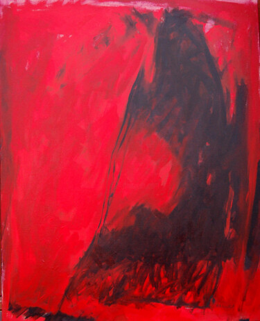 Painting titled "rouge/noir" by Michelle Kruithof, Original Artwork, Acrylic Mounted on Wood Stretcher frame