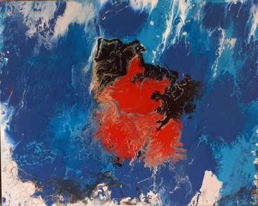 Painting titled "vue du ciel ile" by Michelle Mata, Original Artwork, Acrylic