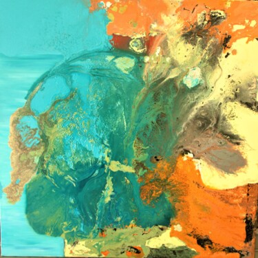 Картина под названием "littoral vu du ciel" - Michelle Mata, Подлинное произведение искусства, Акрил Установлен на Деревянна…