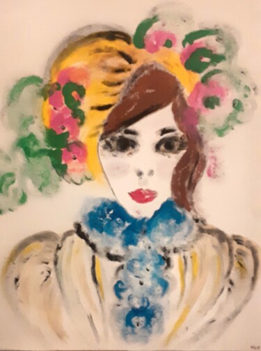 Peinture intitulée "dame" par Michelle Mata, Œuvre d'art originale, Acrylique