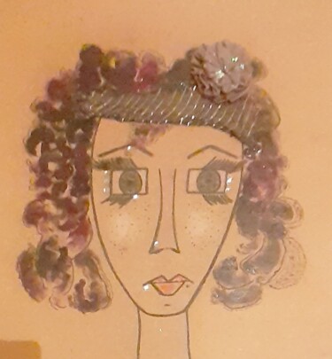 Pintura intitulada "portrait de femme" por Michelle Mata, Obras de arte originais, Acrílico Montado em artwork_cat.
