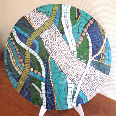 Escultura intitulada "Algues" por Michelle Vaillant, Obras de arte originais, Mosaico Montado em artwork_cat.