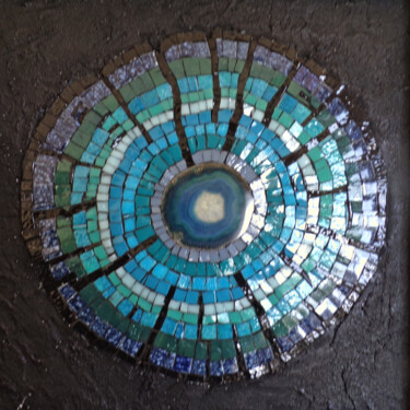 Sculpture titled "L'arbre bleu" by Michelle Vaillant, Original Artwork, Mosaic Mounted on artwork_cat.