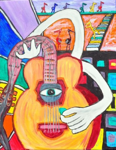 Painting titled "Guitar" by Michelle Gonzalez, Original Artwork