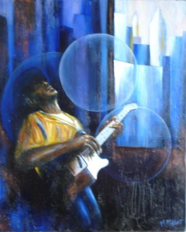 Peinture intitulée "Jazz In Blue" par Michelle Millot, Œuvre d'art originale