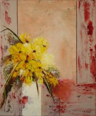 Peinture intitulée "le bouquet jaune" par Michelle Millot, Œuvre d'art originale