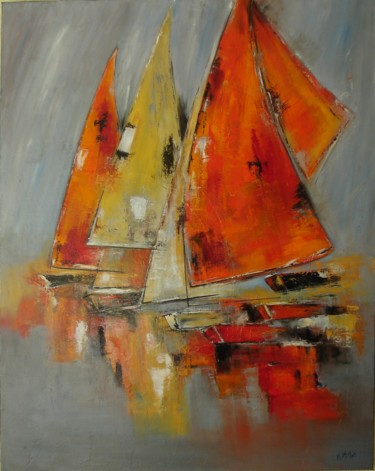 Malerei mit dem Titel "L'appel de la mer" von Michelle Millot, Original-Kunstwerk, Öl