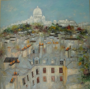 Peinture intitulée "sur-les-toits-de-pa…" par Michelle Millot, Œuvre d'art originale, Huile