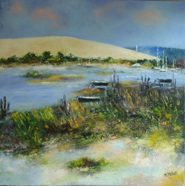 Painting titled "La dune" by Michelle Millot, Original Artwork, Oil