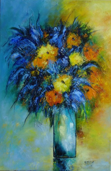 Painting titled "Blue harmony" by Michelle Millot, Original Artwork, Oil