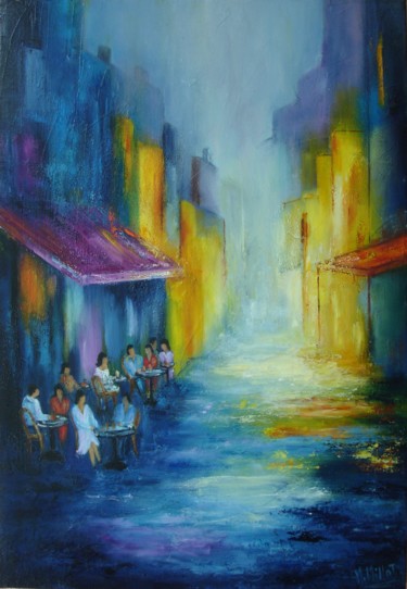 Painting titled "blue-hours.jpg" by Michelle Millot, Original Artwork, Oil