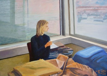 Pause café Peinture intitulée "Pause café" par Michel Munier, Œuvre d'art originale, Huile