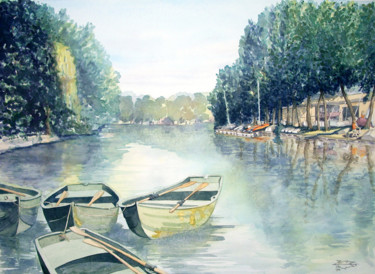 Painting titled "Les barques de la S…" by Michel Munier, Original Artwork