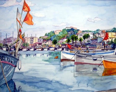 Painting titled "Le port du Lavandou…" by Michel Munier, Original Artwork