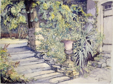 Pittura intitolato "Le jardin de Jean-J…" da Michel Munier, Opera d'arte originale, Olio