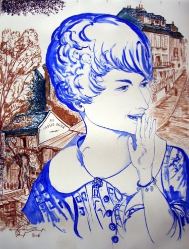 绘画 标题为“À Montmartre, rue d…” 由Michel Munier, 原创艺术品, 油