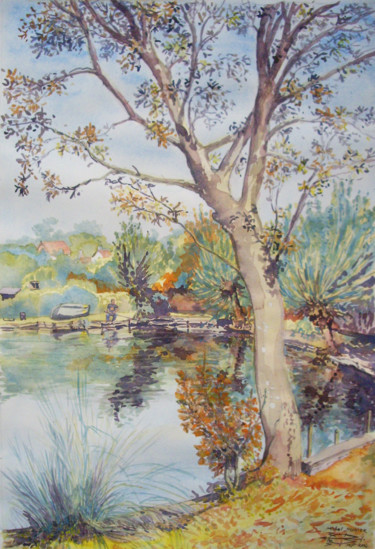绘画 标题为“Automne au Lac Marc…” 由Michel Munier, 原创艺术品, 油