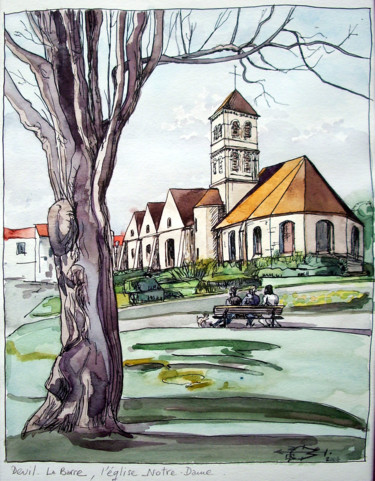 Peinture intitulée "L'Église Notre-Dame…" par Michel Munier, Œuvre d'art originale, Huile