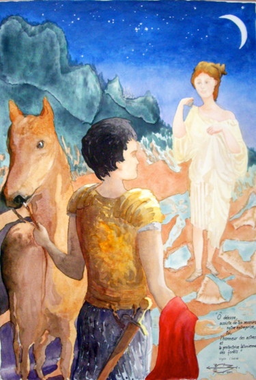 Pintura intitulada "Ô déesse..." por Michel Munier, Obras de arte originais, Óleo