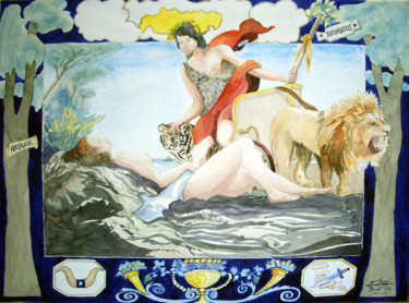 Pintura intitulada "ARIANE & DIONYSOS" por Michel Munier, Obras de arte originais, Óleo