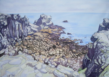 Malerei mit dem Titel "Rochers de la Côte…" von Michel Munier, Original-Kunstwerk, Aquarell