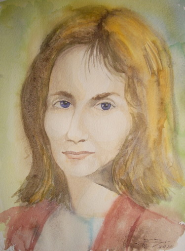 Painting titled "Lorette" by Michel Munier, Original Artwork, Watercolor