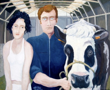 Painting titled "Politique agricole…" by Michel Munier, Original Artwork, Oil
