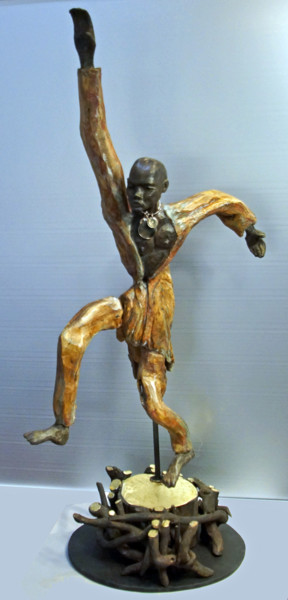 Skulptur mit dem Titel "Massaï" von Michel Neuville, Original-Kunstwerk, Holz
