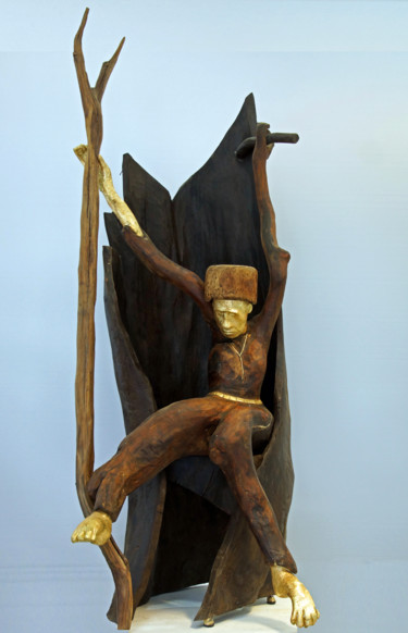 Sculpture titled "Cosaque" by Michel Neuville, Original Artwork, Wood