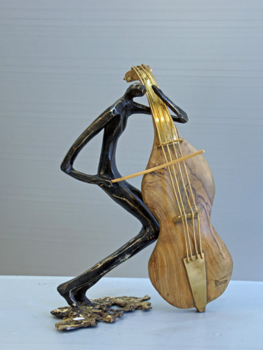 Sculpture titled "CONTREBASSE" by Michel Neuville, Original Artwork, Bronze