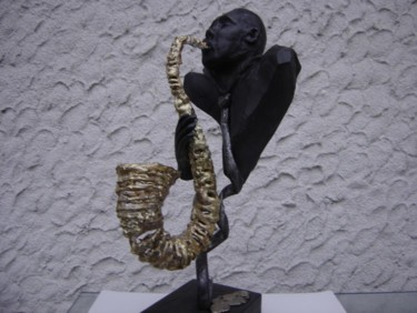 Sculpture intitulée "saxophoniste" par Michel Neuville, Œuvre d'art originale