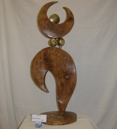 Sculpture intitulée "Luna" par Michel Neuville, Œuvre d'art originale, Bois