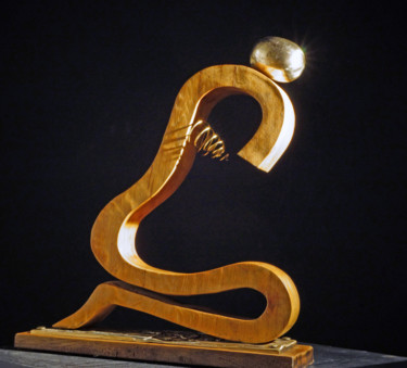 Escultura titulada "Méditation" por Michel Neuville, Obra de arte original, Madera