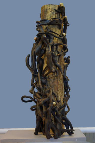 Скульптура под названием "Emancipation" - Michel Neuville, Подлинное произведение искусства, Дерево