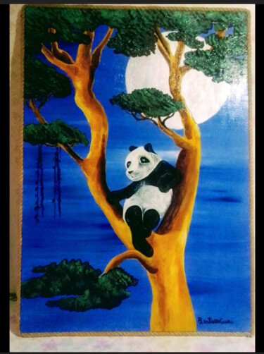 Schilderij getiteld "Panda" door Patrizia Micheloni (Pz20FantaGhiro), Origineel Kunstwerk, Acryl Gemonteerd op Houten paneel