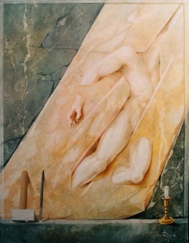 Peinture intitulée "Birth" par Michel Roux, Œuvre d'art originale, Huile