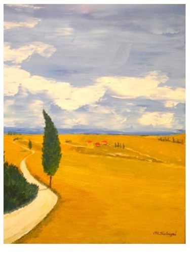 Peinture intitulée "Paysage de Toscane" par Michel Salvigni, Œuvre d'art originale