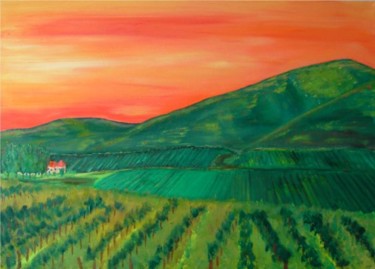 Peinture intitulée "Paysage de Toscane…" par Michel Salvigni, Œuvre d'art originale