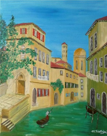 Peinture intitulée "canal vénitien - de…" par Michel Salvigni, Œuvre d'art originale