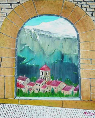 Painting titled "vue sur Huesca à An…" by Michel Salvigni, Original Artwork
