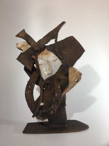 Sculpture titled "Enfermé" by Michel Sidobre, Original Artwork, Metals