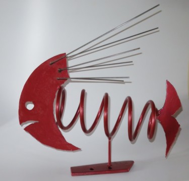 Sculptuur getiteld "Poisson rouge" door Michel Sidobre, Origineel Kunstwerk, Metalen