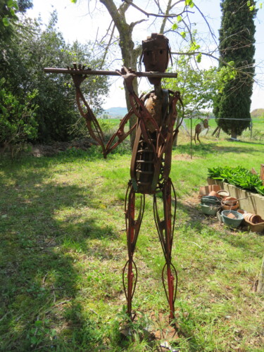 Sculpture titled "Flutiste" by Michel Sidobre, Original Artwork, Metals