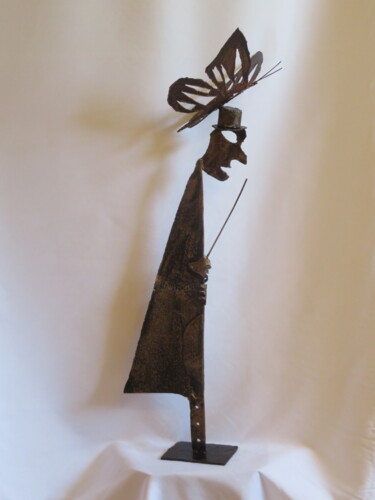 Skulptur mit dem Titel "Montreur de papillon" von Michel Sidobre, Original-Kunstwerk, Metalle